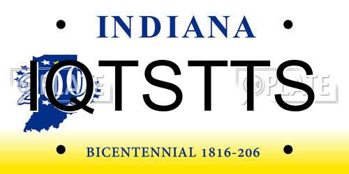 IQTSTTS Indiana License Plate