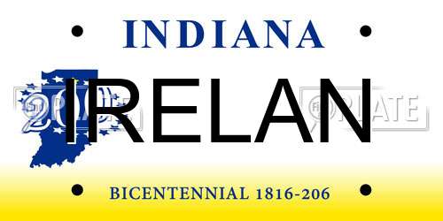 IRELAN Indiana License Plate
