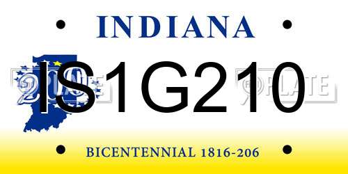 IS1G210 Indiana License Plate