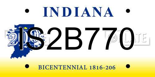 IS2B770 Indiana License Plate