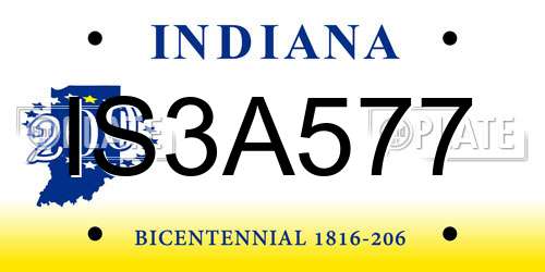 IS3A577 Indiana License Plate