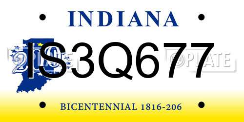 IS3Q677 Indiana License Plate