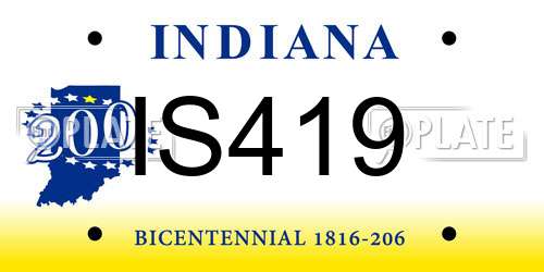 IS419 Indiana License Plate