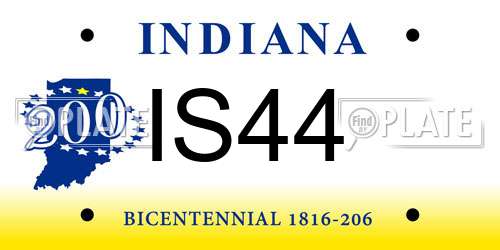 IS44 Indiana License Plate
