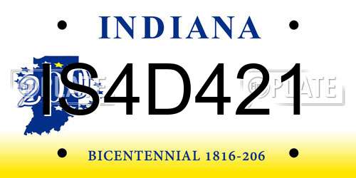 IS4D421 Indiana License Plate