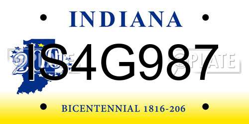 IS4G987 Indiana License Plate