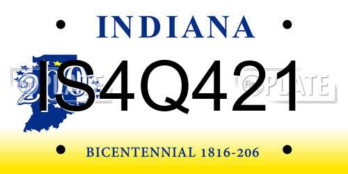 IS4Q421 Indiana License Plate