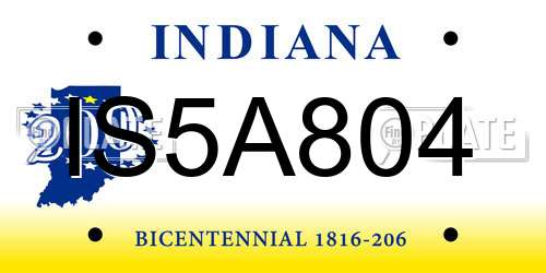 IS5A804 Indiana License Plate