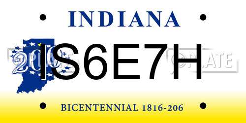 IS6E7H Indiana License Plate