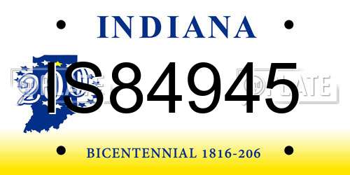 IS84945 Indiana License Plate