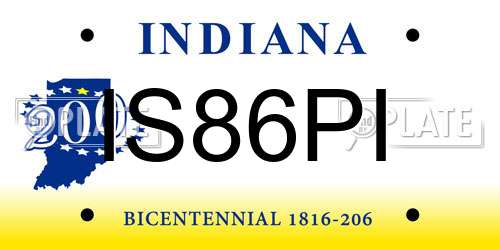 IS86PI Indiana License Plate