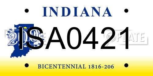 ISA0421 Indiana License Plate