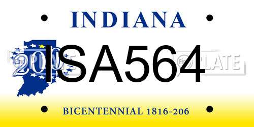 ISA564 Indiana License Plate