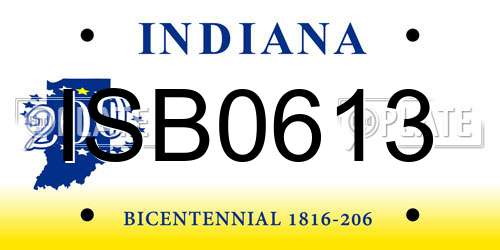 ISB0613 Indiana License Plate