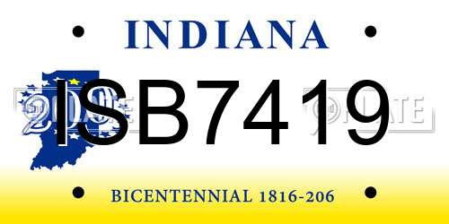 ISB7419 Indiana License Plate