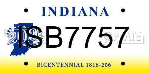 ISB7757 Indiana License Plate