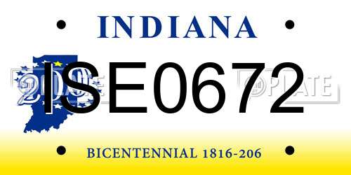 ISE0672 Indiana License Plate
