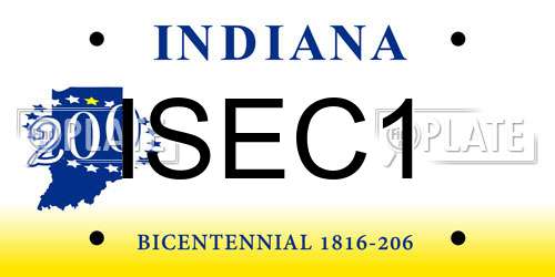 ISEC1 Indiana License Plate