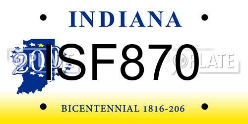 ISF870 Indiana License Plate