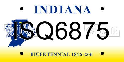 ISQ6875 Indiana License Plate