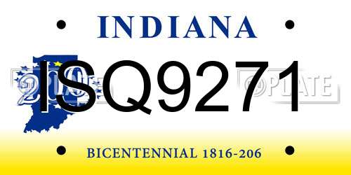 ISQ9271 Indiana License Plate