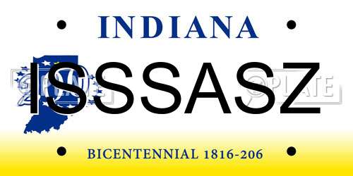 ISSSASZ Indiana License Plate