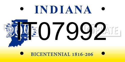 IT07992 Indiana License Plate