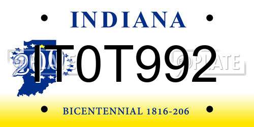 IT0T992 Indiana License Plate