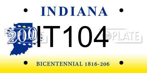 IT104 Indiana License Plate