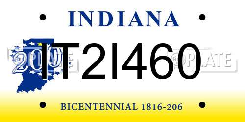 IT2I460 Indiana License Plate