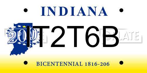 IT2T6B Indiana License Plate