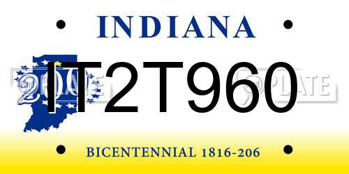IT2T960 Indiana License Plate