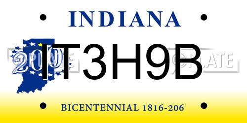 IT3H9B Indiana License Plate