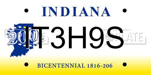 IT3H9S Indiana License Plate