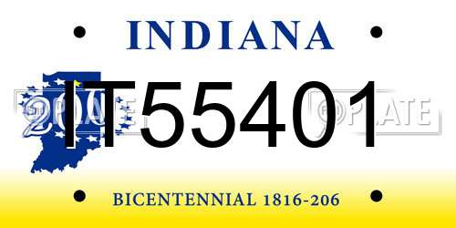 IT55401 Indiana License Plate