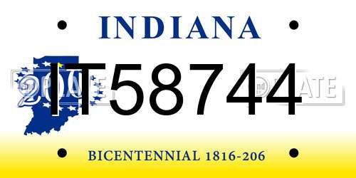 IT58744 Indiana License Plate