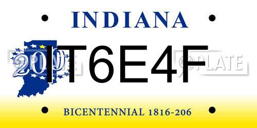 IT6E4F Indiana License Plate