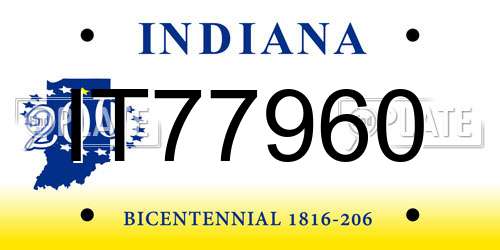IT77960 Indiana License Plate