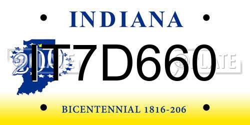 IT7D660 Indiana License Plate
