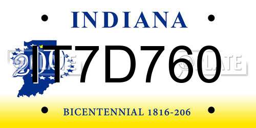 IT7D760 Indiana License Plate