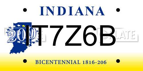 IT7Z6B Indiana License Plate