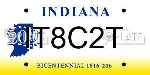 IT8C2T Indiana License Plate