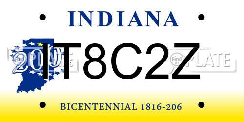 IT8C2Z Indiana License Plate