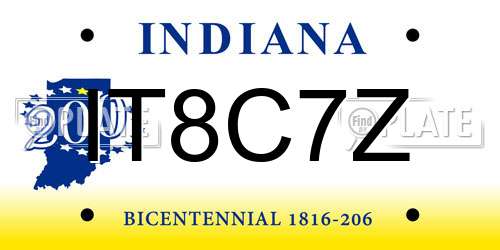 IT8C7Z Indiana License Plate