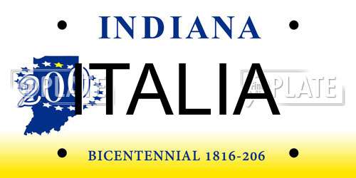 ITALIA Indiana License Plate