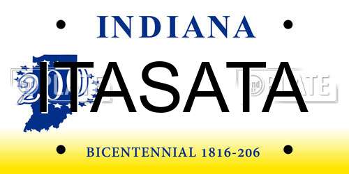 ITASATA Indiana License Plate
