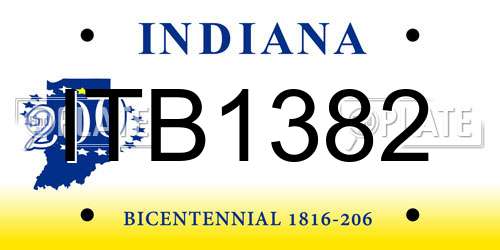 ITB1382 Indiana License Plate