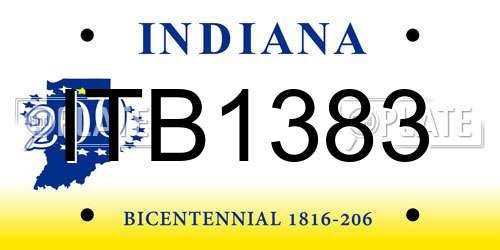 ITB1383 Indiana License Plate