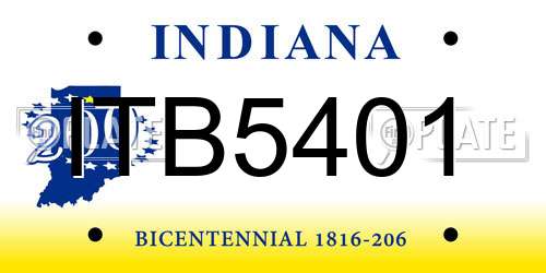 ITB5401 Indiana License Plate