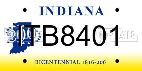 ITB8401 Indiana License Plate